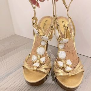Bebe gold heels with marble stones sz 8